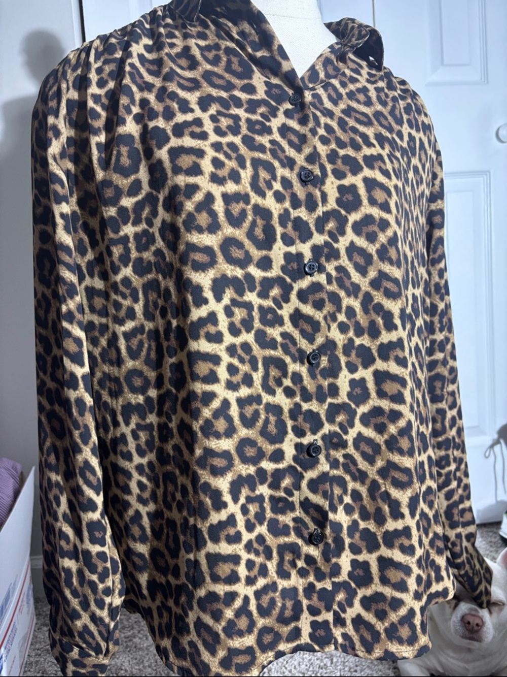 H&M Leopard Print Button-Up Camisole in Brown and Black